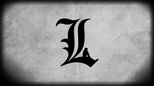 Death Note L Character Silhouette Logo on Textured Paper Background HD wallpaper