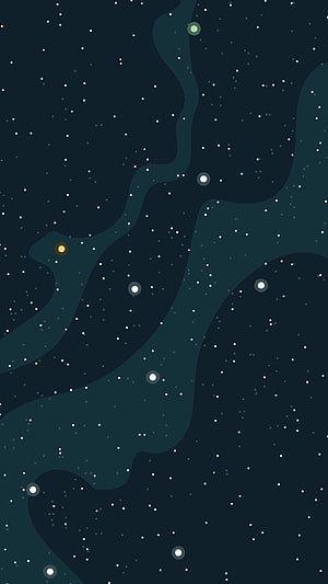 Minimalist Constellation Star Map with Winding Nebula Path on Dark Night Sky HD phone wallpaper