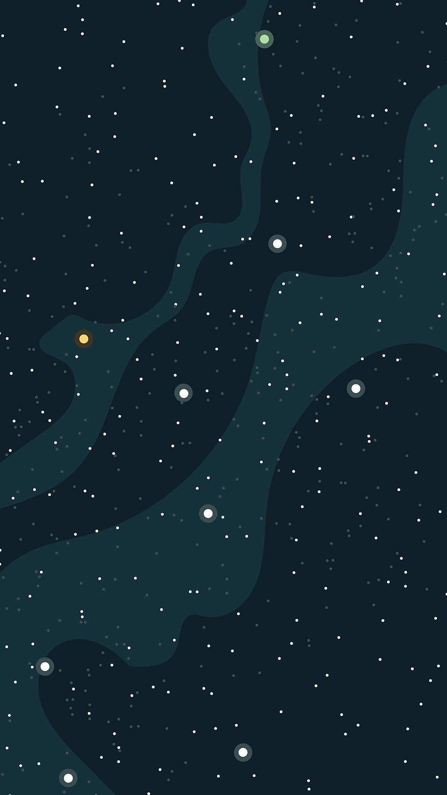 Minimalist Constellation Star Map with Winding Nebula Path on Dark Night Sky HD phone wallpaper