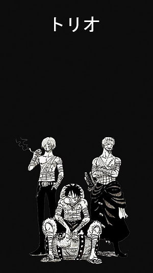 One Piece Straw Hat Trio Luffy Zoro Sanji Manga Artwork, One Piece Aesthetic, one piece black aesthetic HD phone wallpaper