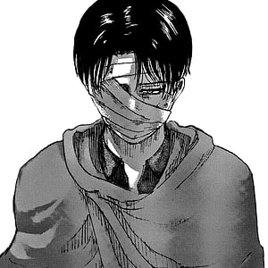 Levi Ackerman Bandaged Face Black and White Manga Portrait, The Best 16 Aot Levi Manga Icon, #manga icon HD phone wallpaper