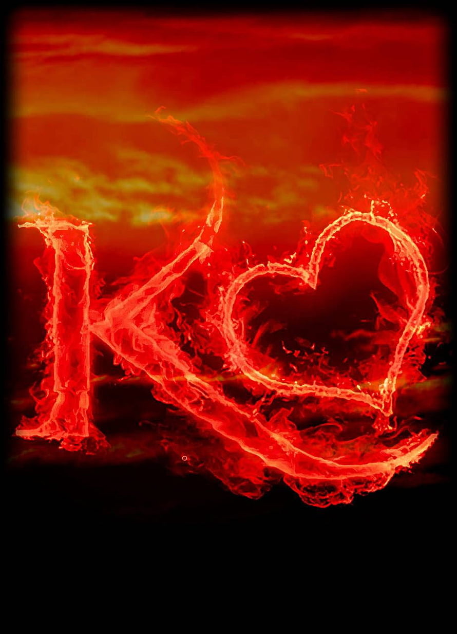 Fiery Red Flame Heart Symbol Abstract Digital Art Wallpaper HD phone wallpaper