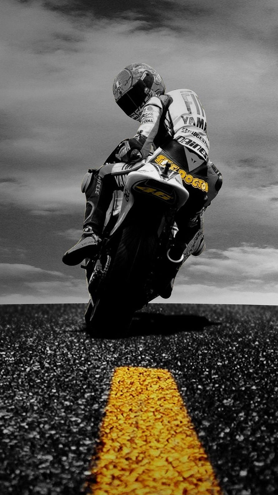Yamaha MotoGP Racer Leaning Into Corner on Asphalt Track HD phone wallpaper