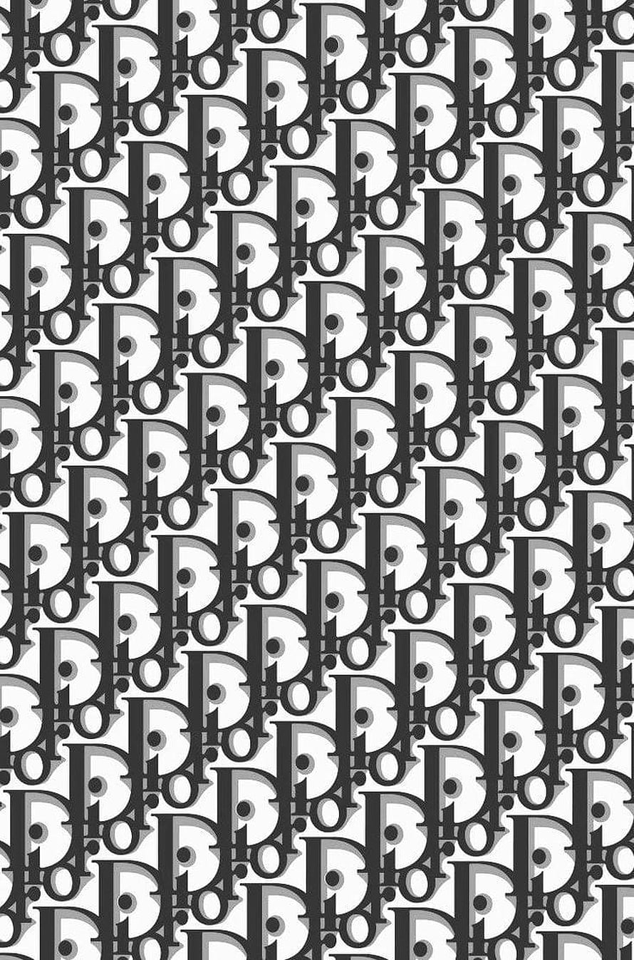 Dior Oblique Monogram Pattern Wallpaper in Black and White HD phone wallpaper