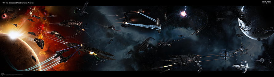 EVE Online The Second Decade Massive Space Battle With Starships And Planets HD wallpaper