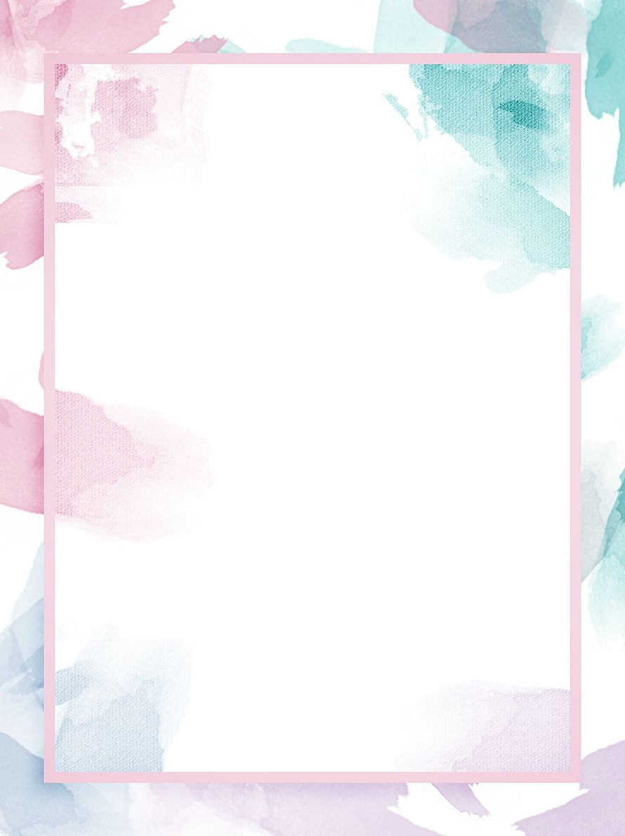 Soft Pastel Watercolor Frame with Pink and Mint Ink Splashes on White Background HD phone wallpaper
