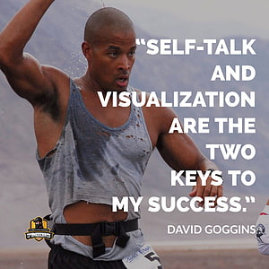 David Goggins motivational quote about self-talk and visualization for success HD phone wallpaper