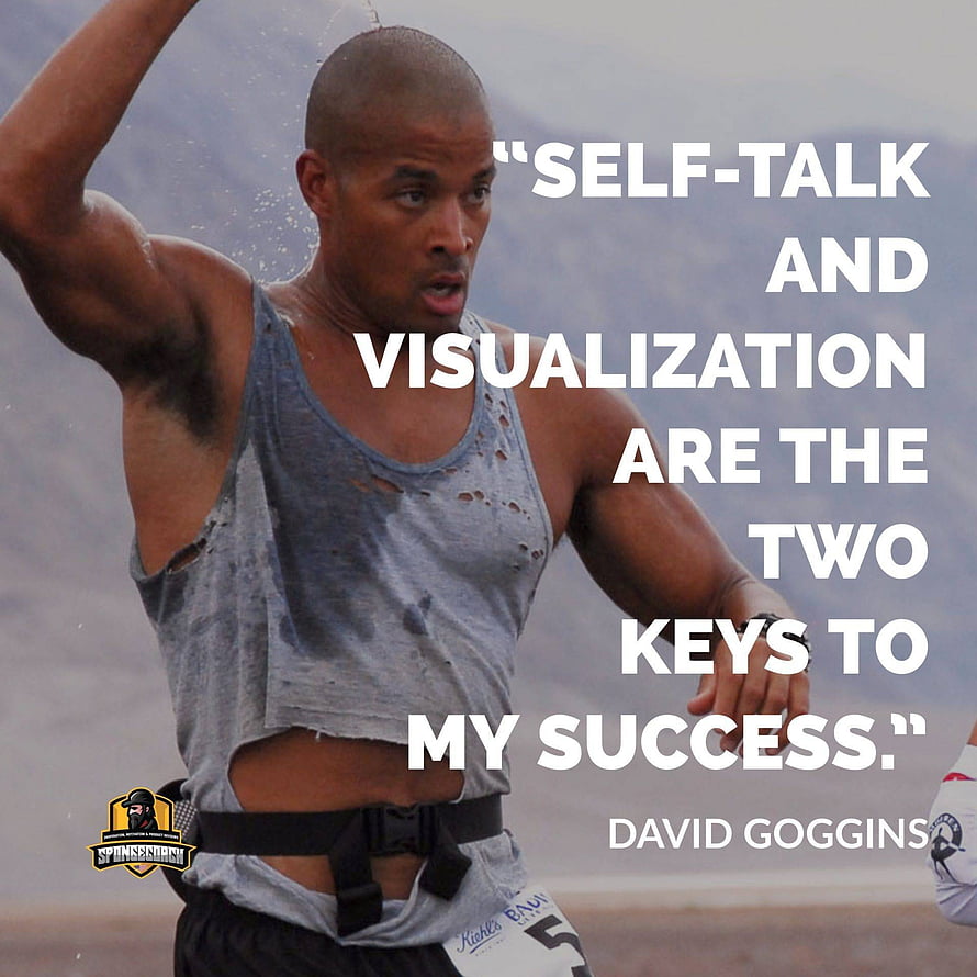 David Goggins motivational quote about self-talk and visualization for success HD phone wallpaper