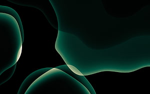 Abstract Dark Green Fluid Shapes on Black Background HD wallpaper