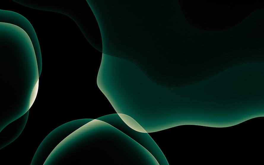 Abstract Dark Green Fluid Shapes on Black Background HD wallpaper