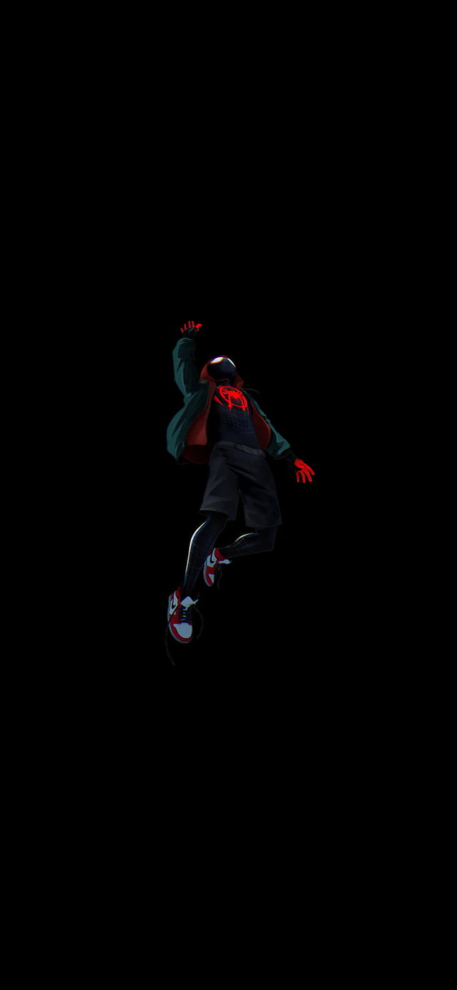 Miles Morales Spider-Man Leaping in Dark Hoodie and Sneakers, spider man into the spider verse , #Spider HD phone wallpaper
