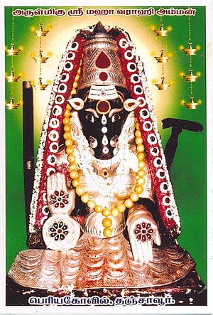 Varahi Amman Temple Deity with Traditional Ornaments and Oil Lamps, Varahi Amman, #varahi HD phone wallpaper