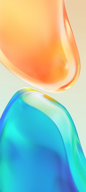 Vivo S15 Pro Abstract 3D Liquid Glass Wallpaper with Warm Orange and Cool Blue Gradient Shapes HD phone wallpaper