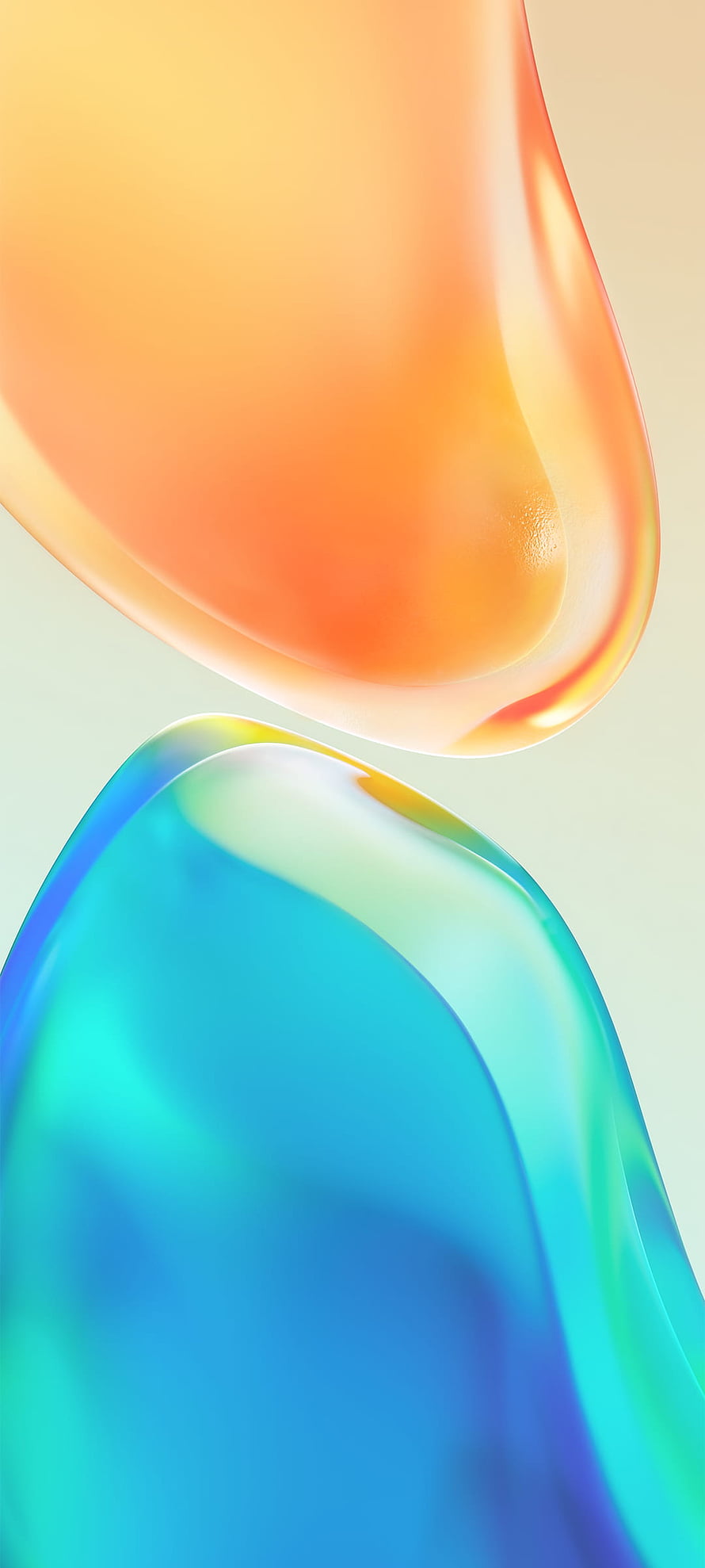Vivo S15 Pro Abstract 3D Liquid Glass Wallpaper with Warm Orange and Cool Blue Gradient Shapes HD phone wallpaper