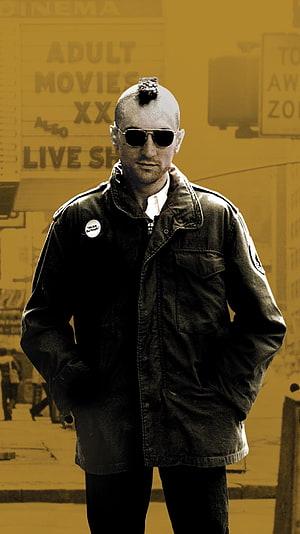 Robert De Niro as Travis Bickle in Taxi Driver with mohawk and sunglasses HD phone wallpaper