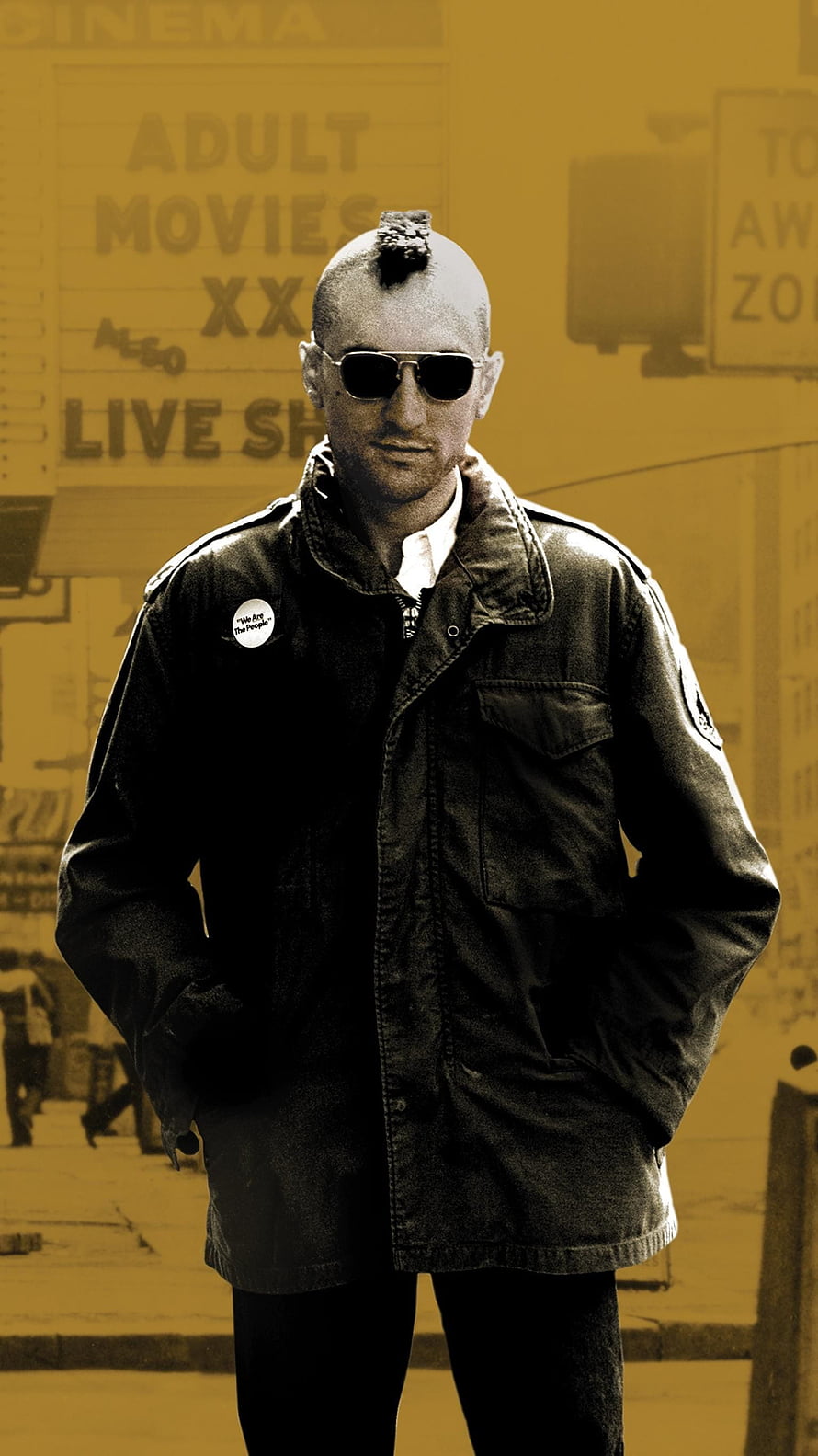 Robert De Niro as Travis Bickle in Taxi Driver with mohawk and sunglasses HD phone wallpaper