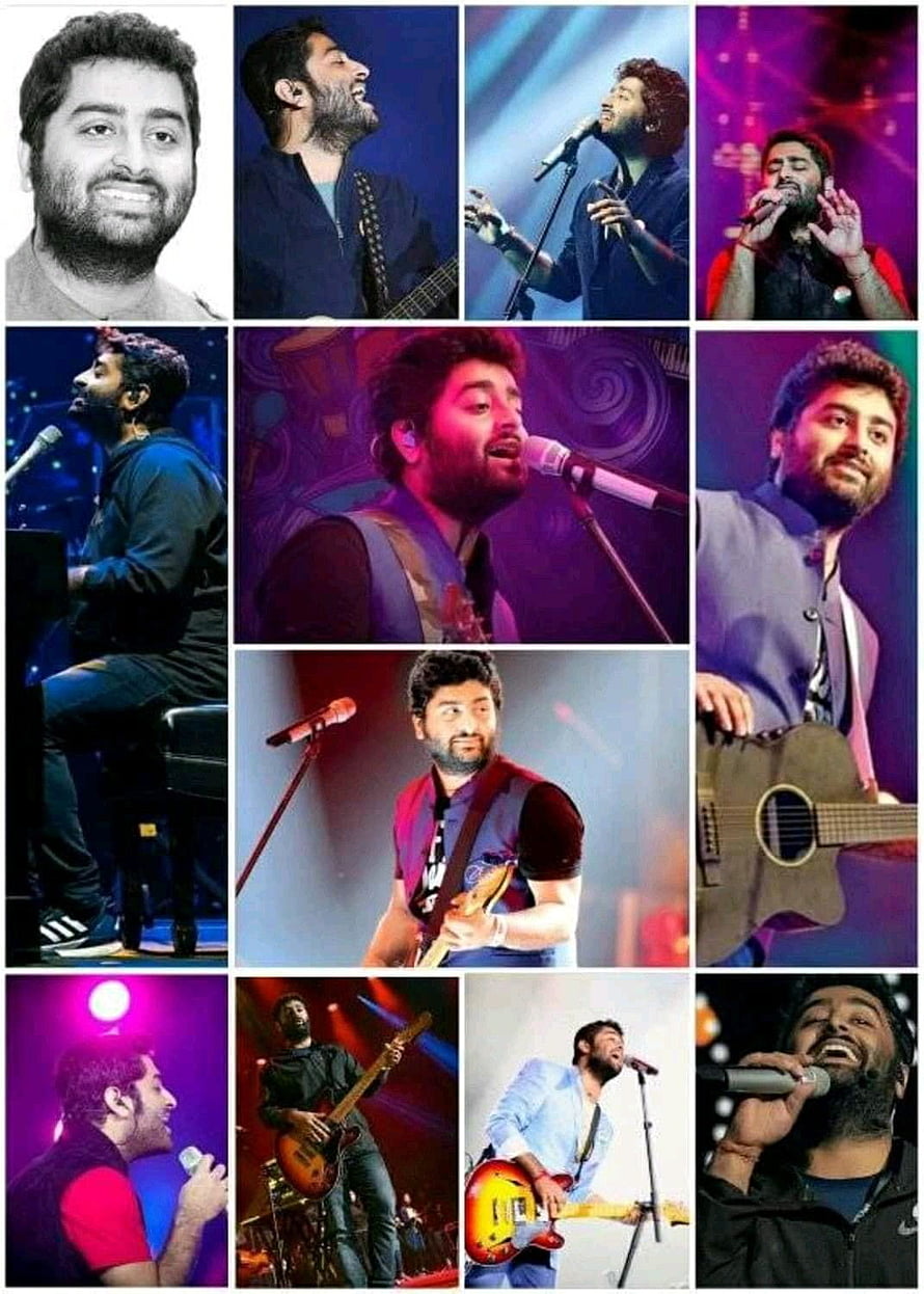 Arijit Singh Live Concert Collage: Singer and Guitarist on Stage HD phone wallpaper