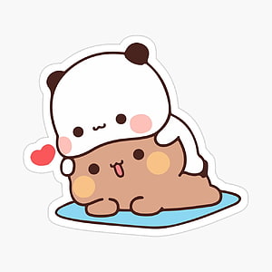 Cute Kawaii Panda Hugging Brown Animal Sticker HD phone wallpaper