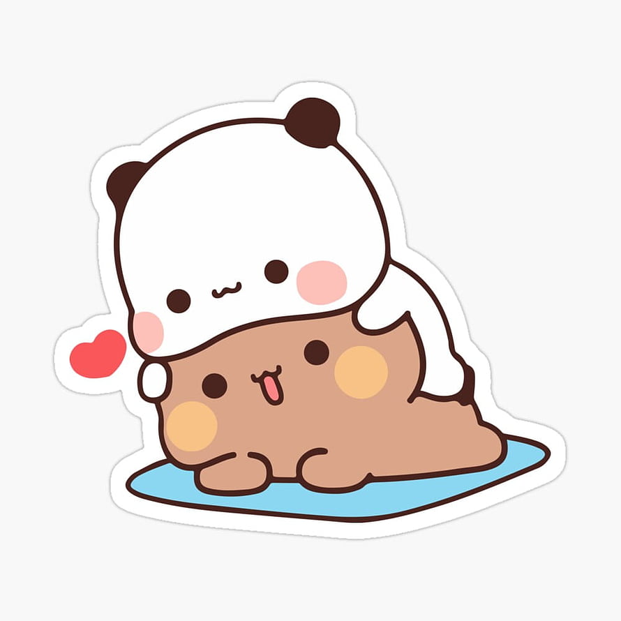Cute Kawaii Panda Hugging Brown Animal Sticker HD phone wallpaper