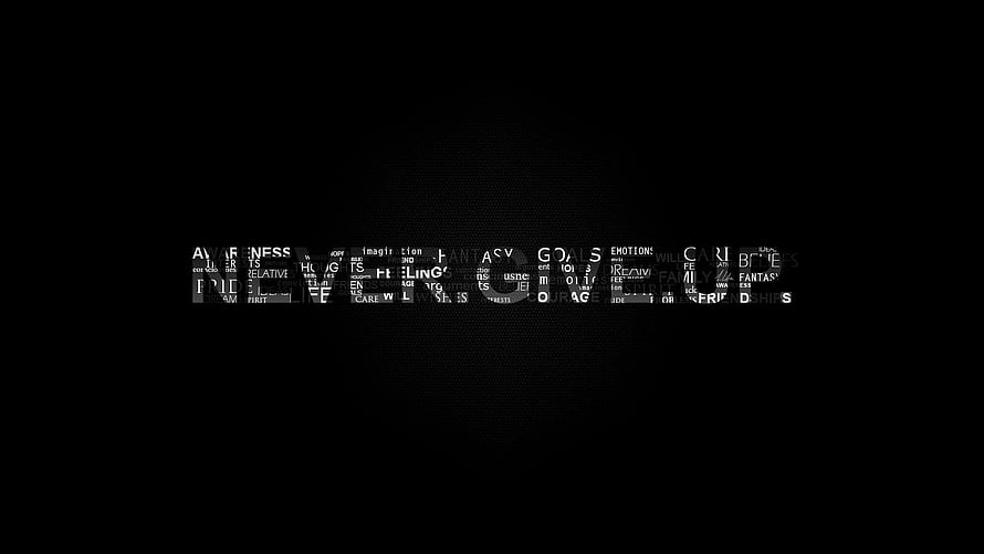 Minimalist Word Cloud Typography on Black Background with Motivational Phrases HD wallpaper
