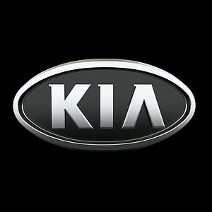 Kia Automotive Emblem in Chrome and Black on a Dark Background HD phone wallpaper