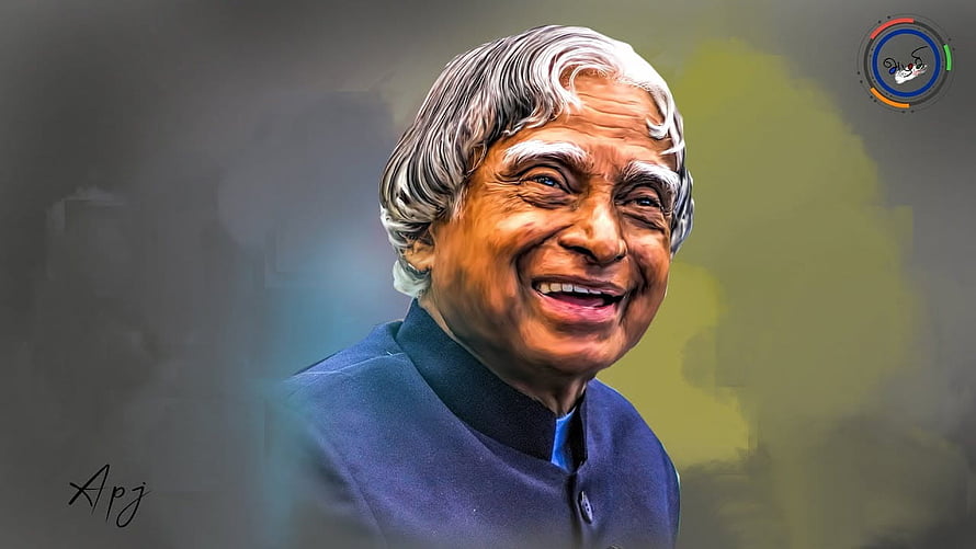Digital Art Portrait of Abul Kalam Azad Smiling in Blue Suit HD wallpaper