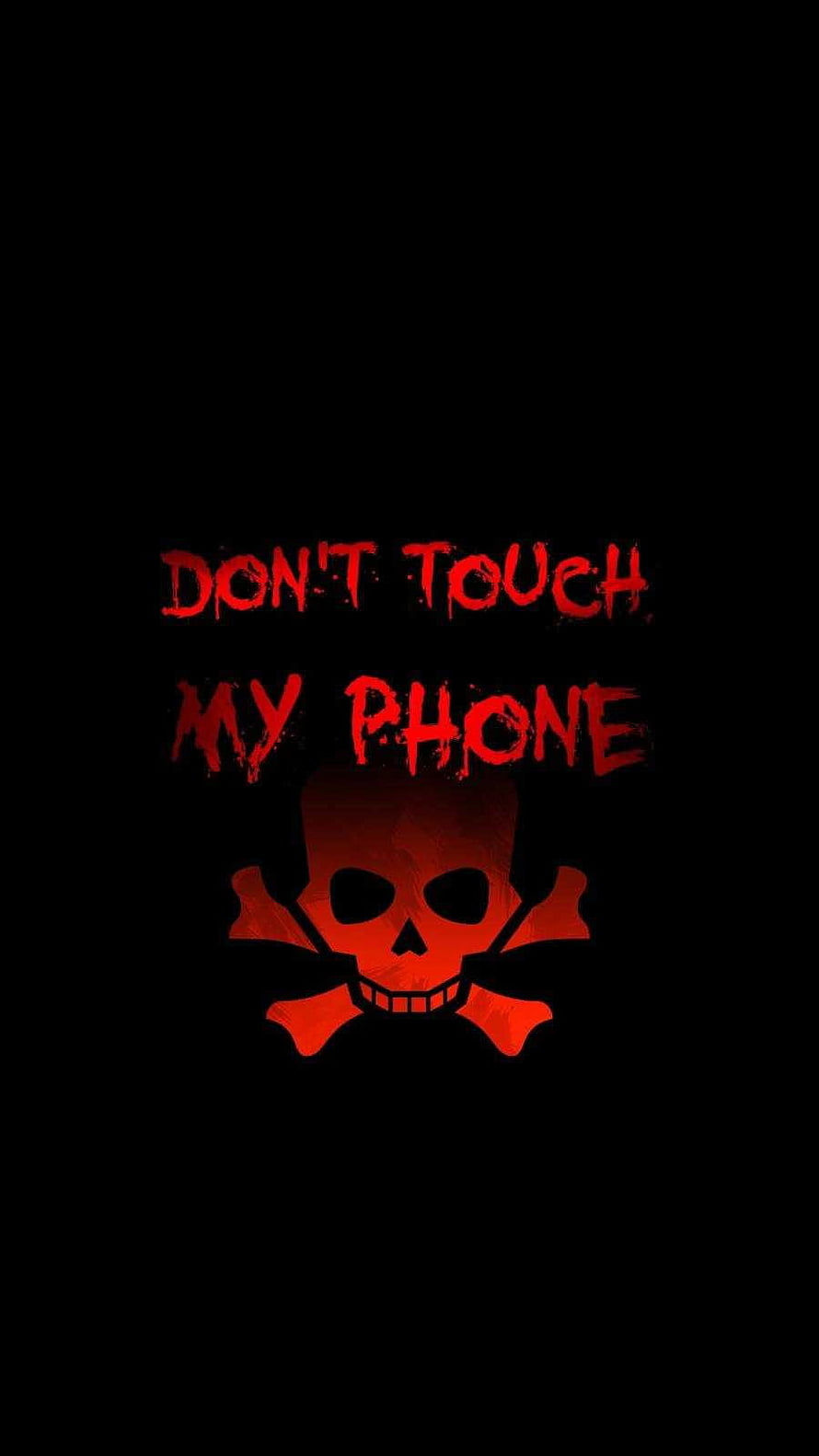 Red Skull and Crossbones Warning Text on Black Background HD phone wallpaper