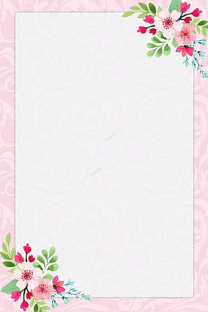 Elegant Pink Floral Watercolor Border Template with Green Leaves and Swirls HD phone wallpaper