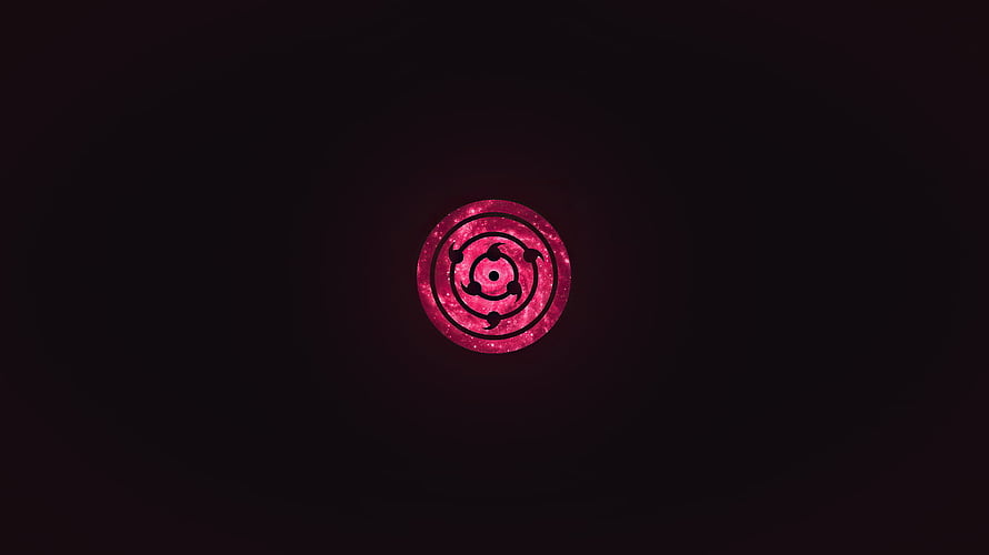Glowing Rinnegan Eye Symbol on Dark Background from Naruto Anime Series HD wallpaper