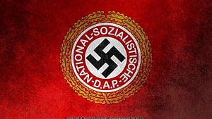 Historical Nazi Party Emblem on Red Background HD wallpaper