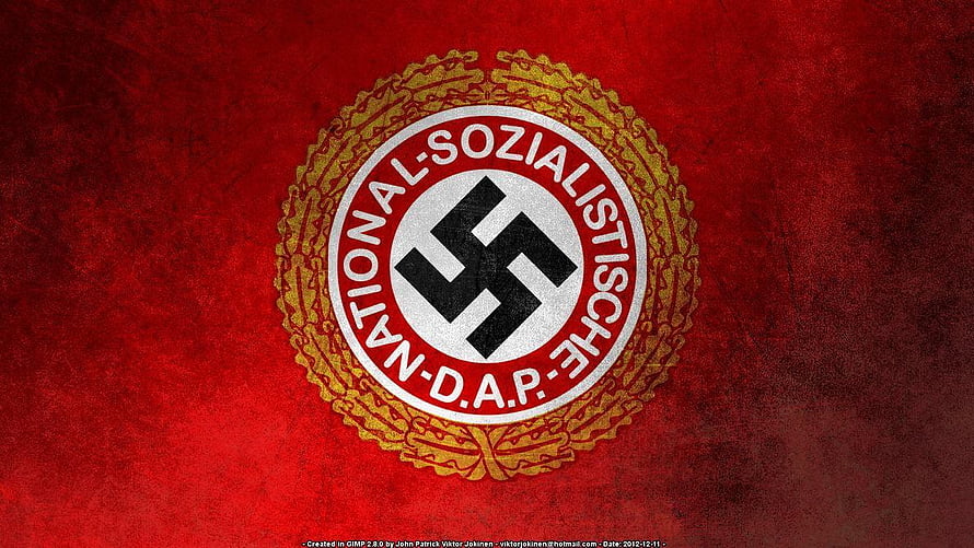Historical Nazi Party Emblem on Red Background HD wallpaper