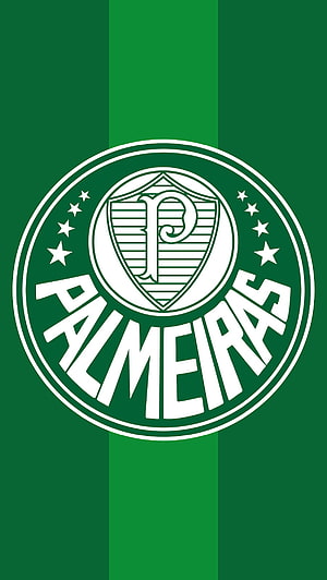 Palmeiras Football Club Official Logo on Green Striped Background HD phone wallpaper