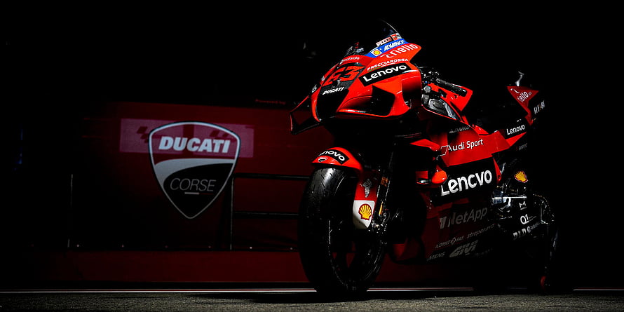 Ducati Corse MotoGP Racing Motorcycle with Lenovo and Shell Sponsorship HD wallpaper
