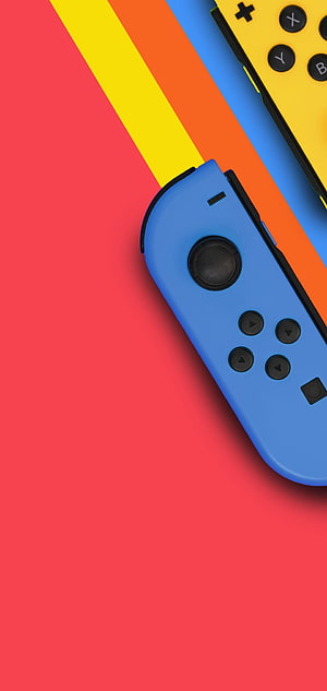 Nintendo Switch Joy-Con Controllers on Vibrant Colorful Background HD phone wallpaper