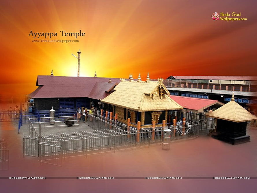 Sabarimala Ayyappa Temple Complex at Golden Sunset with Traditional Kerala Architecture HD wallpaper