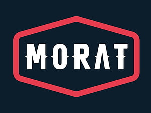 Morat Band Logo Minimalist Design with Red Hexagonal Frame on Dark Background HD wallpaper