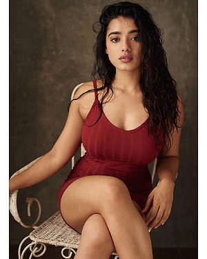 Woman in Red Dress Sitting on Wicker Chair, Ketika Sharma New Latest, #ketika sharma HD phone wallpaper