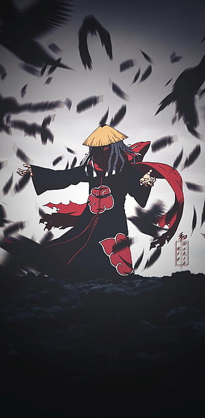 Itachi Uchiha Akatsuki Cloak Straw Hat Anime Character Art HD phone wallpaper