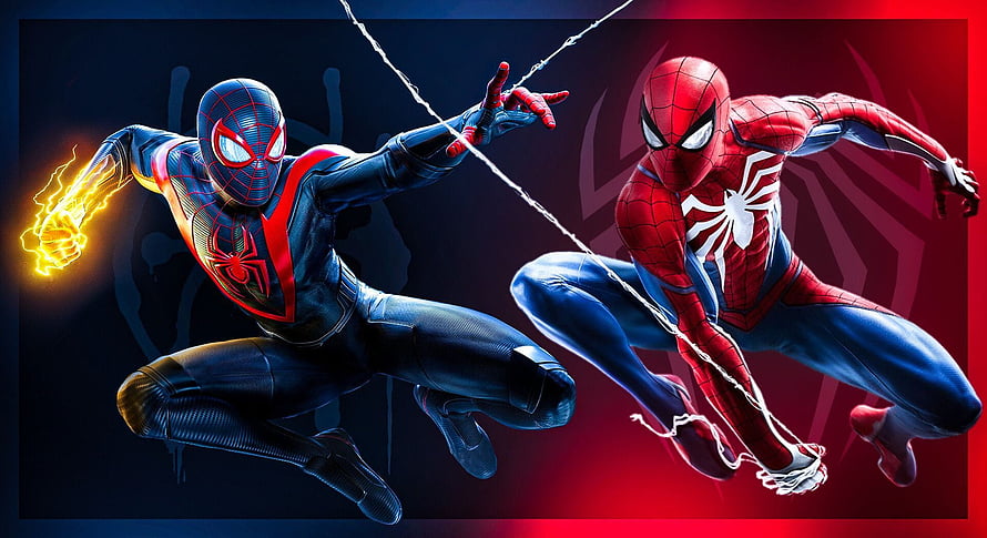Miles Morales and Peter Parker Spider-Man Dynamic Action Pose Digital Art, Spider Man PS5, miles morales and peter parker ps5 HD wallpaper