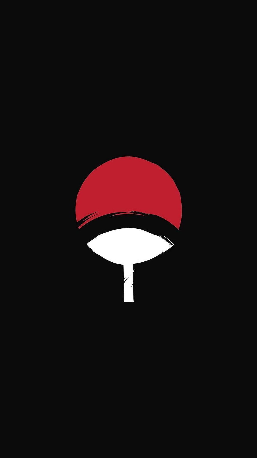 Uchiha Clan Symbol Minimalist Red and White Graphic on Black Background HD phone wallpaper