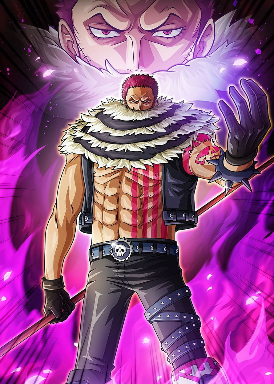 Eustass Kid from One Piece wielding his magnet powers with a fierce expression and purple aura HD phone wallpaper