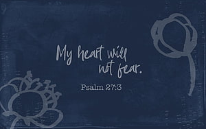 Psalm 27:3 Bible Verse on Dark Blue Textured Background with Floral Sketches HD wallpaper