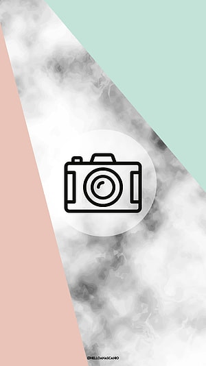 Minimalist Camera Icon on Marble and Pastel Geometric Background HD phone wallpaper