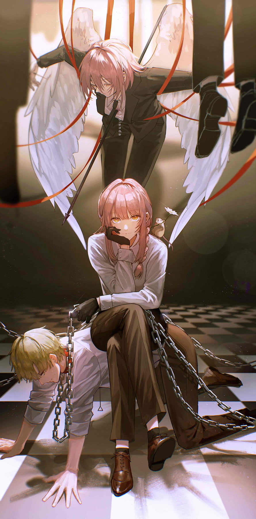 Chainsaw Man Power and Aki Hayakawa anime wallpaper with angel wings and chains, Anime, Anime Girls, Chainsaw Man, Makima Chainsaw • For You, makima HD phone wallpaper