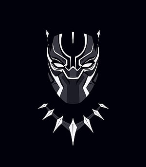 Black Panther Minimalist Vector Mask with Vibranium Necklace on Dark Background HD phone wallpaper