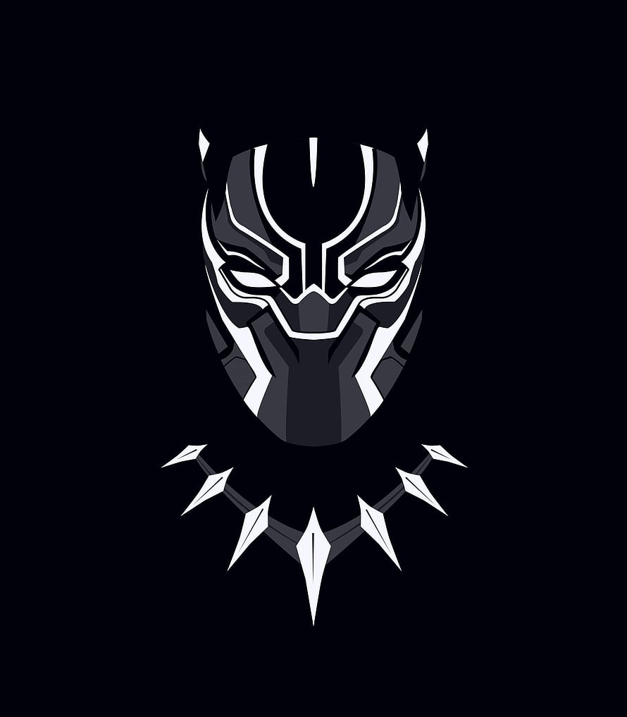 Black Panther Minimalist Vector Mask with Vibranium Necklace on Dark Background HD phone wallpaper