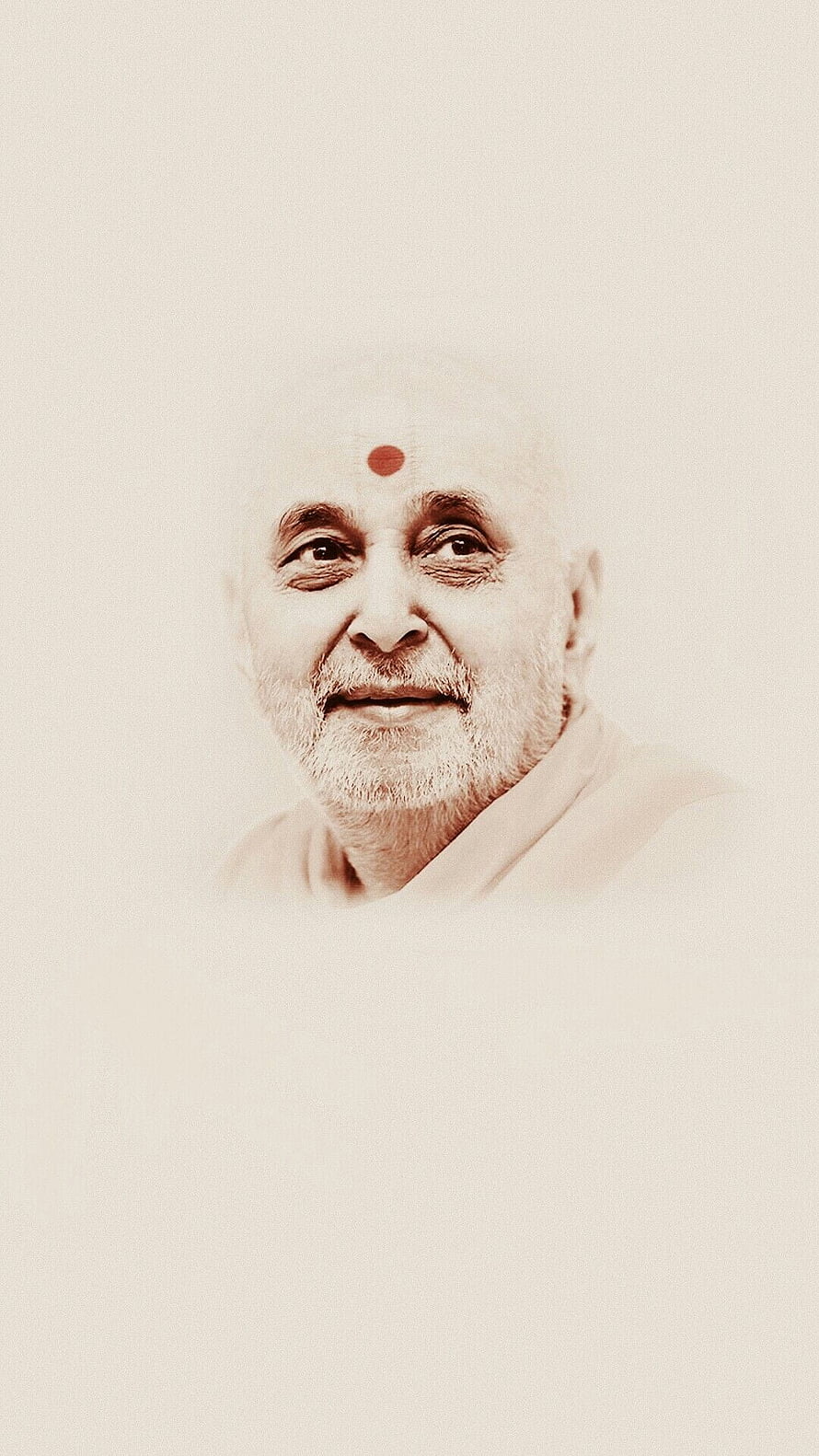 Pramukh Swami Maharaj Portrait with Red Tilak and Serene Expression HD phone wallpaper