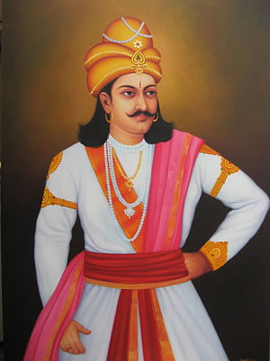 Chandragupta Maurya Portrait in Traditional Indian Royal Attire and Ornate Turban HD phone wallpaper