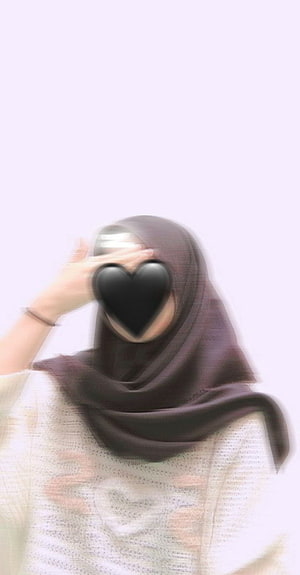 Woman in Brown Hijab with Heart Emoji Covering Face, 620 cover ideas in 2021, aesthetic hijab girl HD phone wallpaper