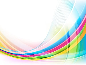 Vibrant Multi-Colored Abstract Wave Design on White Background HD wallpaper